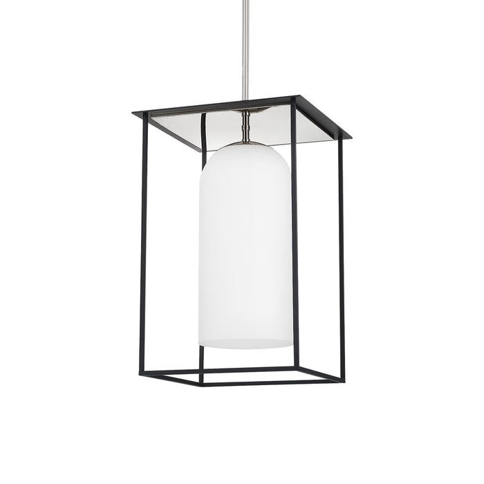 Teres Pendant Light in Polished Nickel/Textured Black (Large).