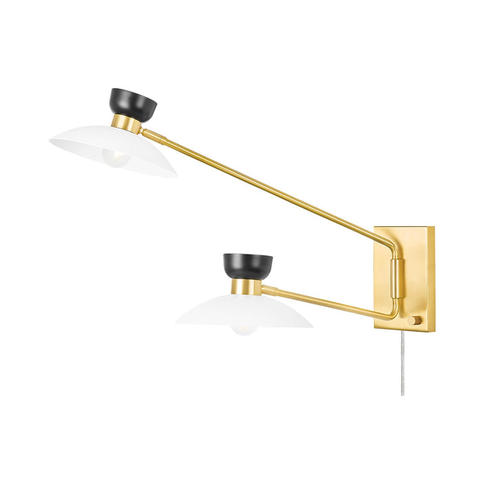 Whitley Plug-In Wall Light in Aged Brass.