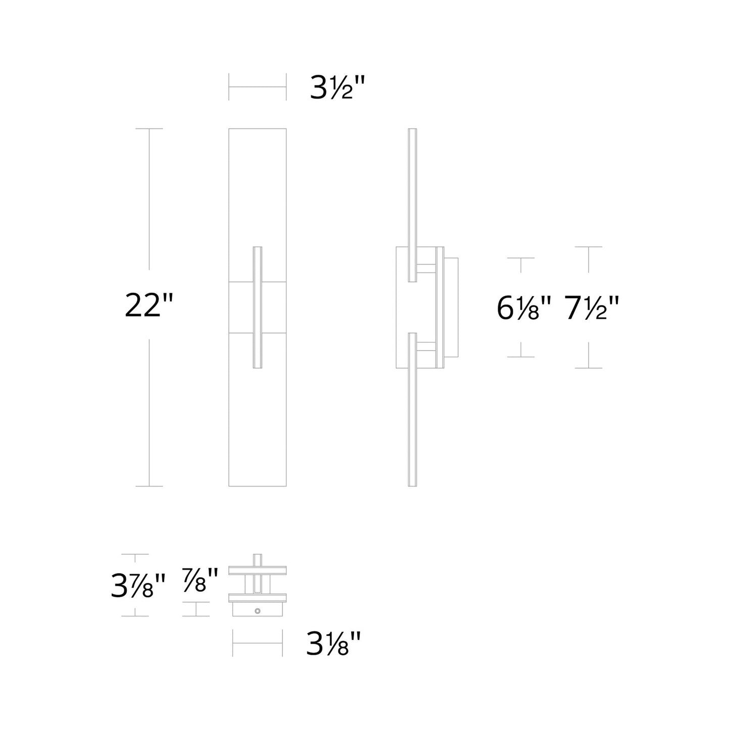 Amari LED Wall Light - line drawing.