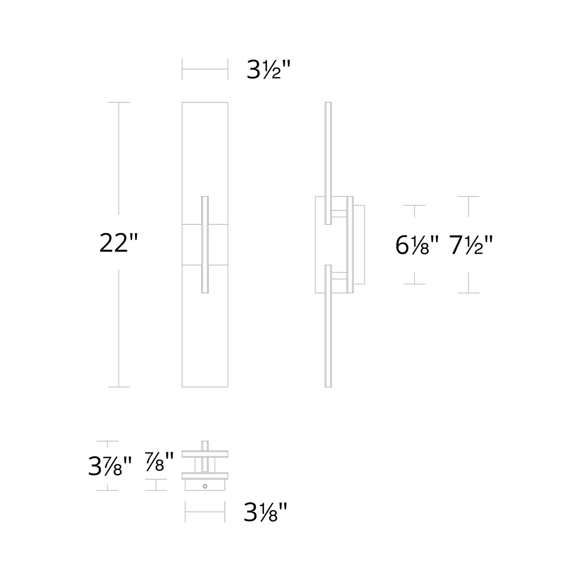 Amari LED Wall Light - line drawing.