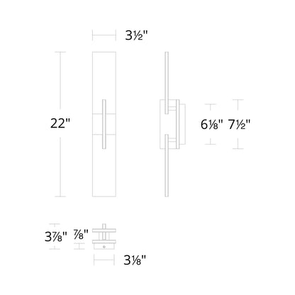 Amari LED Wall Light - line drawing.