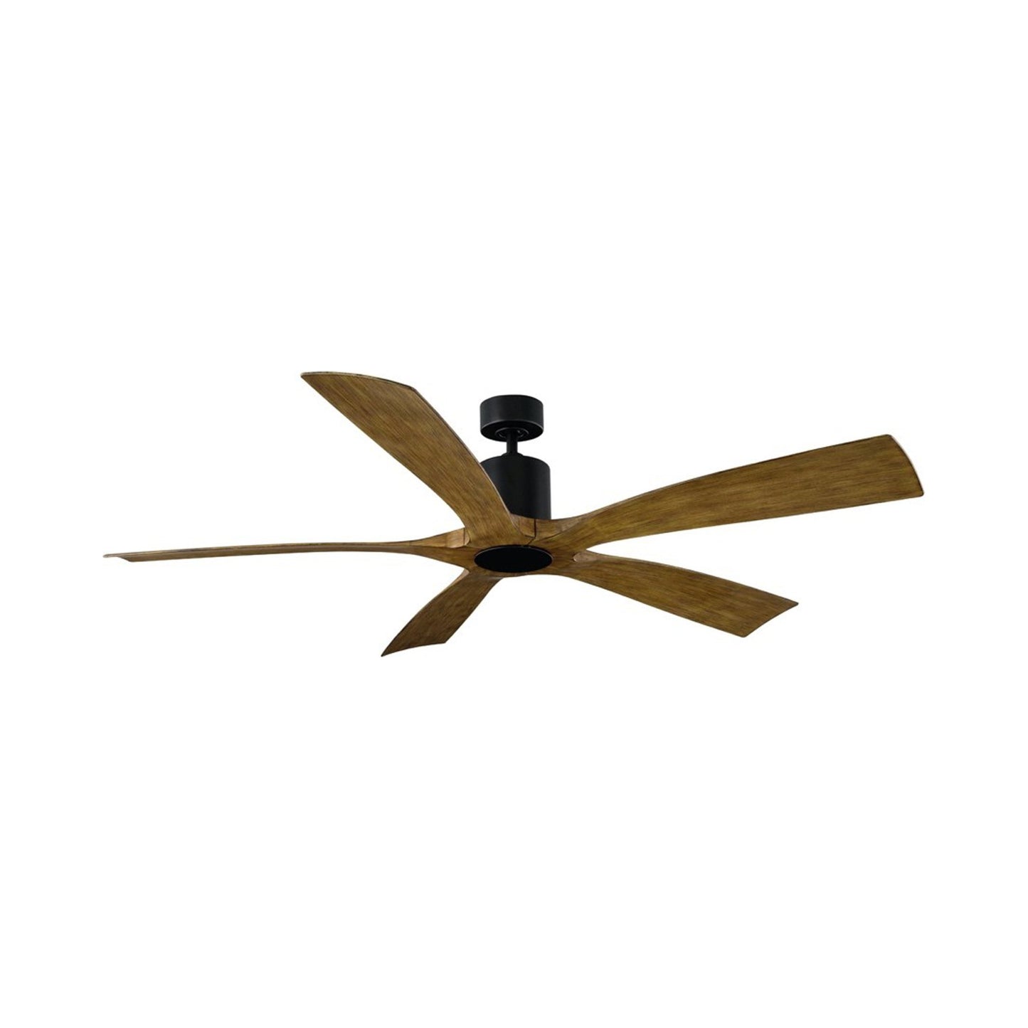 Aviator 5 Smart Ceiling Fan in Matte Black/Distressed Koa.