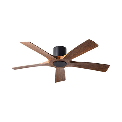 Aviator Smart Flush Mount Ceiling Fan in Matte Black/Distressed Koa.