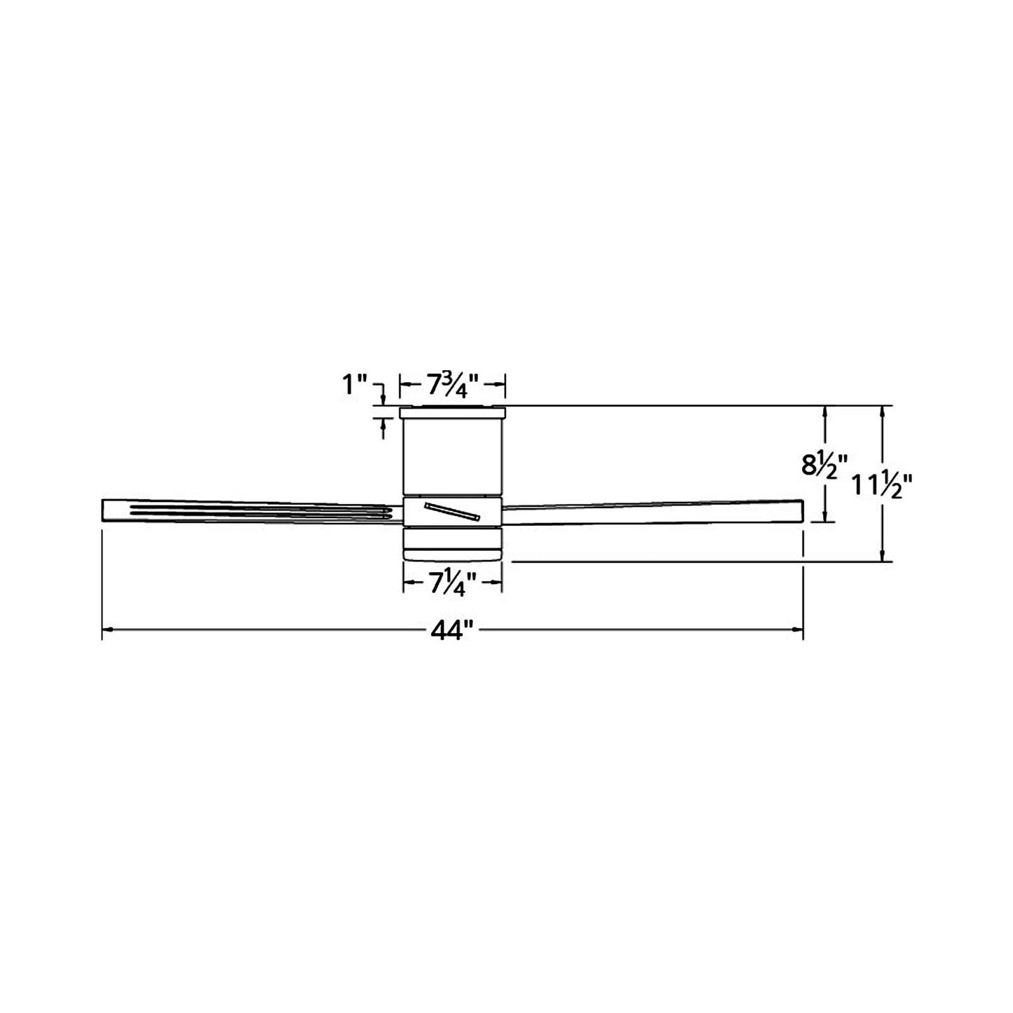 Axis LED Flush Mount Ceiling Fan - line drawing.