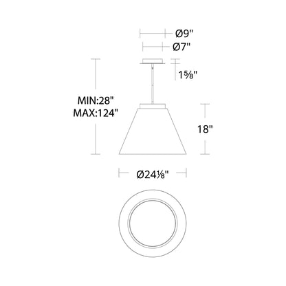 Bentley LED Pendant Light - line drawing.