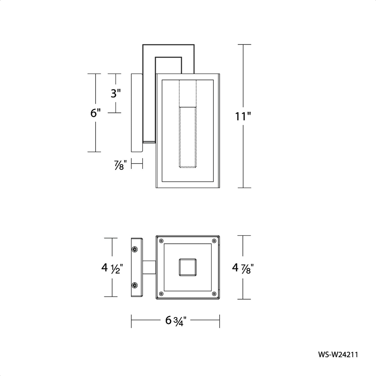 Cambridge Outdoor LED Wall Light - line drawing.