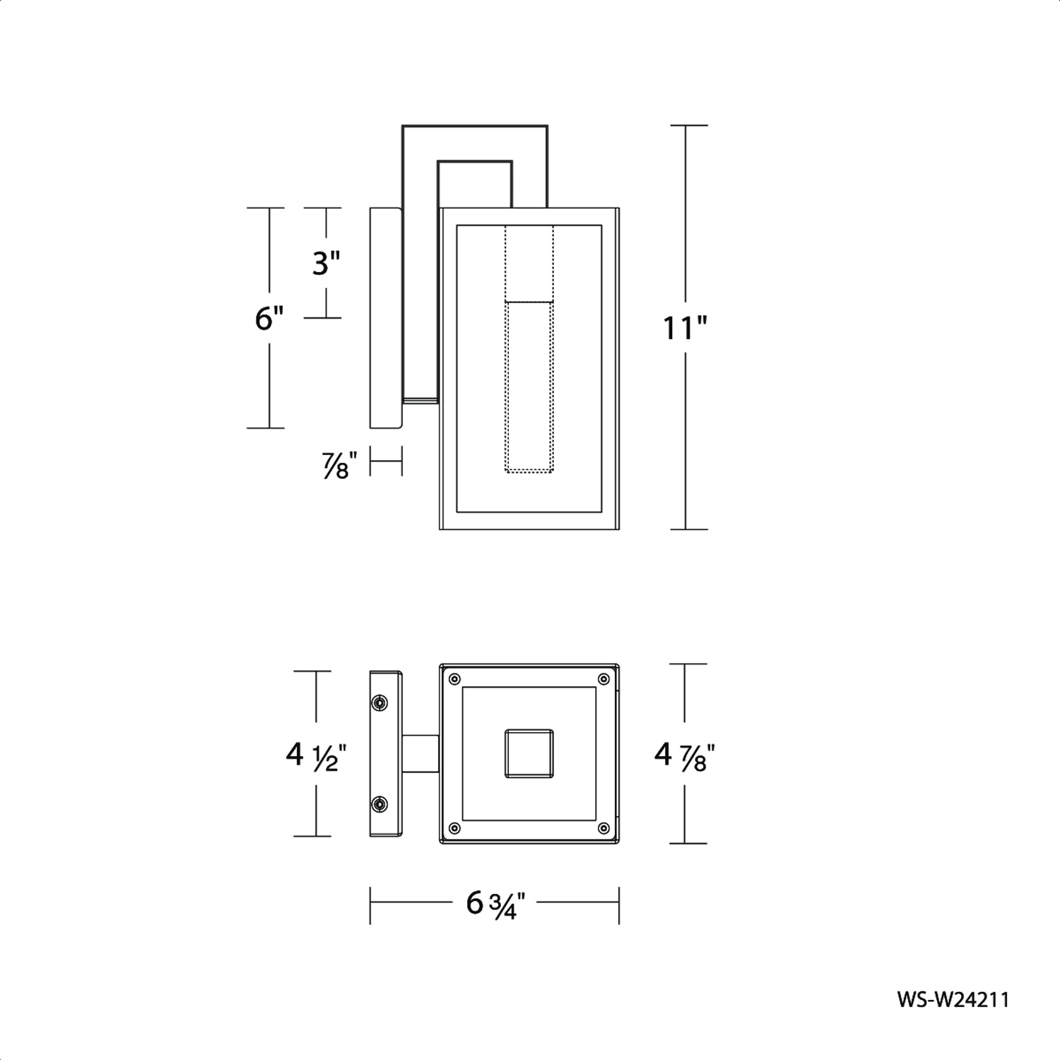 Cambridge Outdoor LED Wall Light - line drawing.