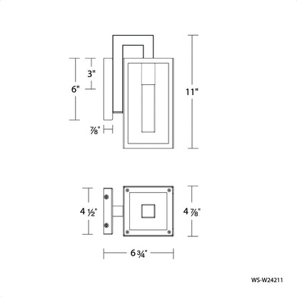 Cambridge Outdoor LED Wall Light - line drawing.