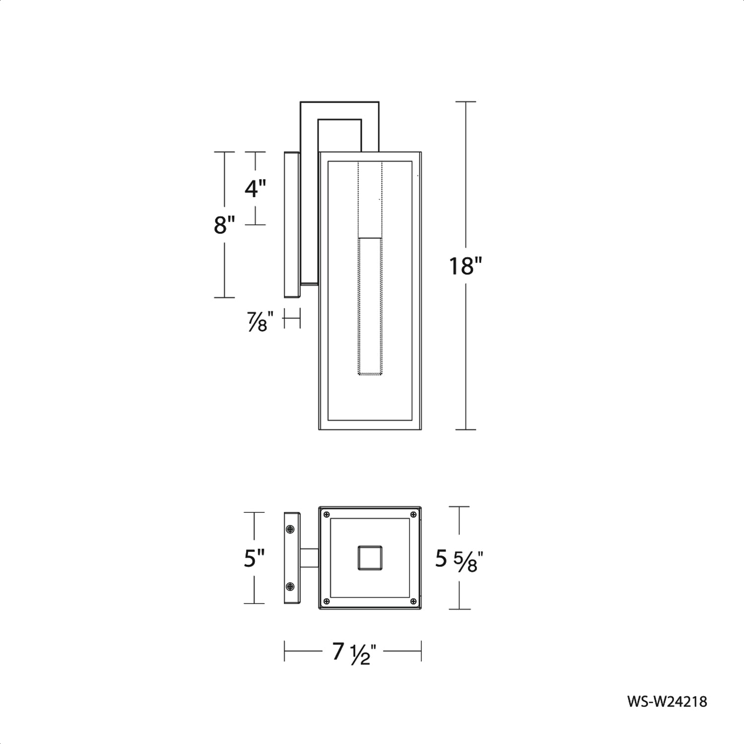 Cambridge Outdoor LED Wall Light - line drawing.