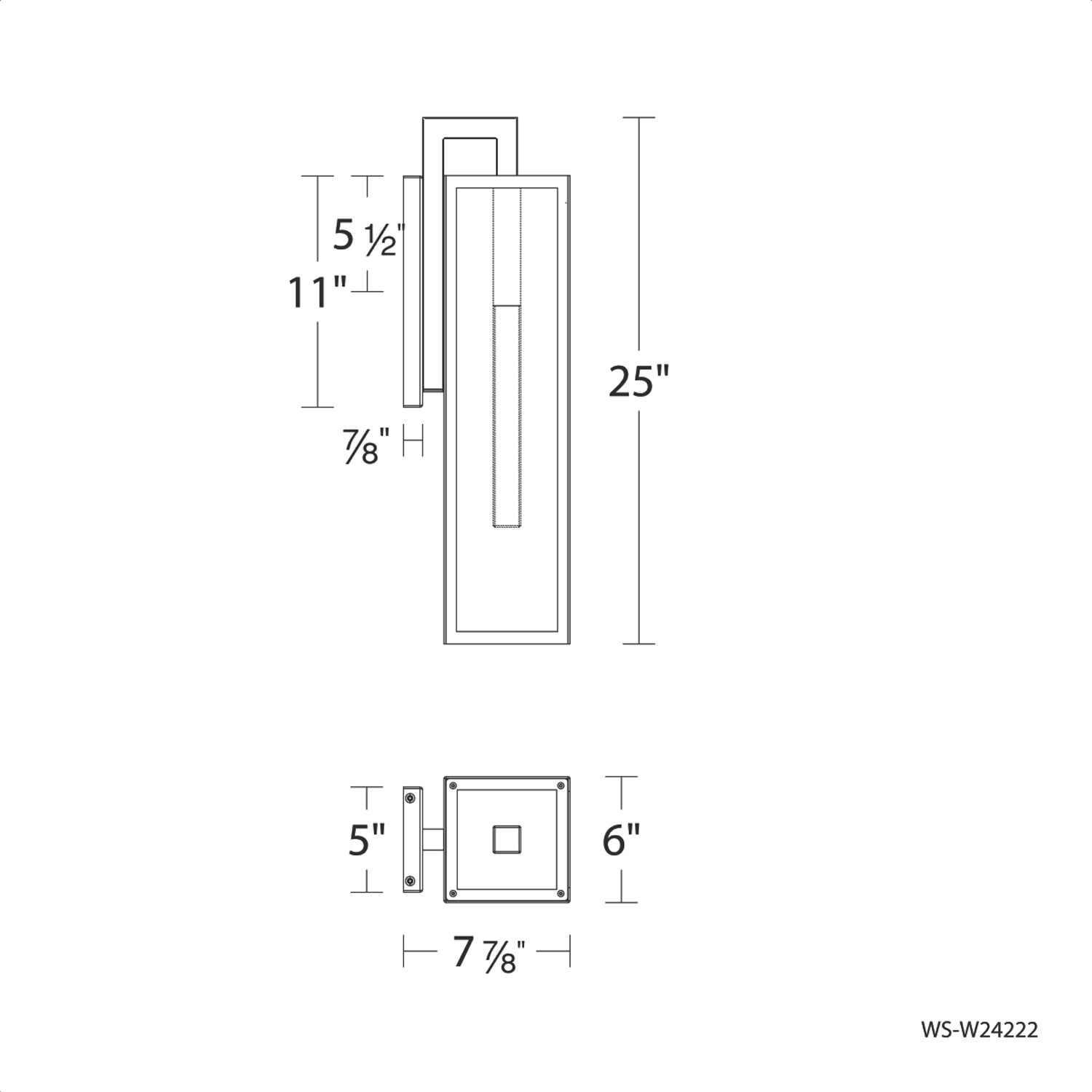 Cambridge Outdoor LED Wall Light - line drawing.