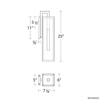 Cambridge Outdoor LED Wall Light - line drawing.