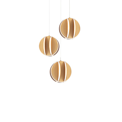 Carillion LED Pendant Light in Aged Brass (3-Light).