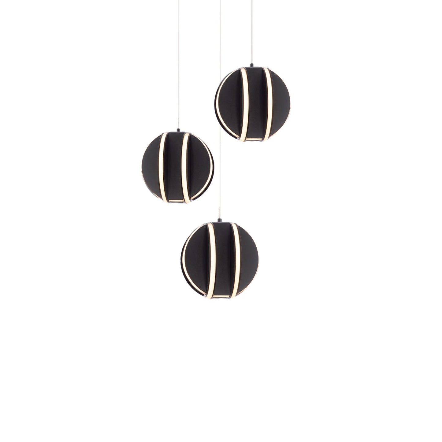 Carillion LED Pendant Light in Black (3-Light).