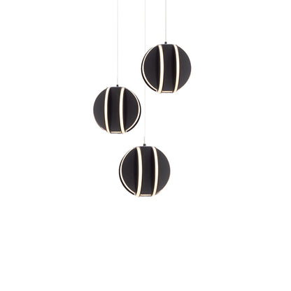 Carillion LED Pendant Light in Black (3-Light).