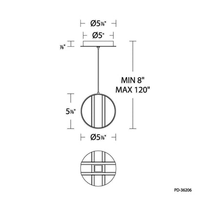 Carillion LED Pendant Light - line drawing.