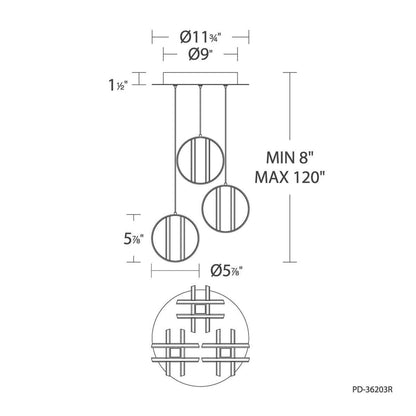 Carillion LED Pendant Light - line drawing.