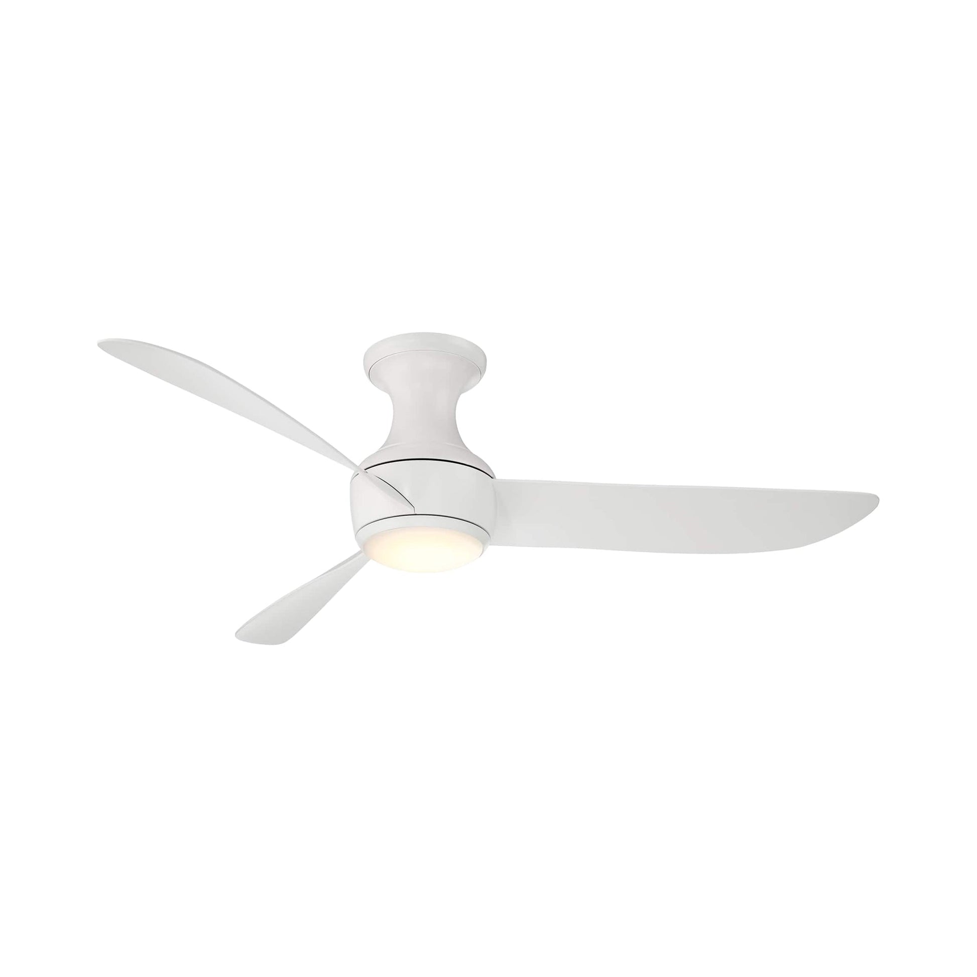 Corona Outdoor LED Flush Mount Ceiling Fan in Matte White (52-Inch).