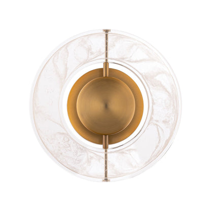 Cymbal LED Wall Light in Aged Brass.