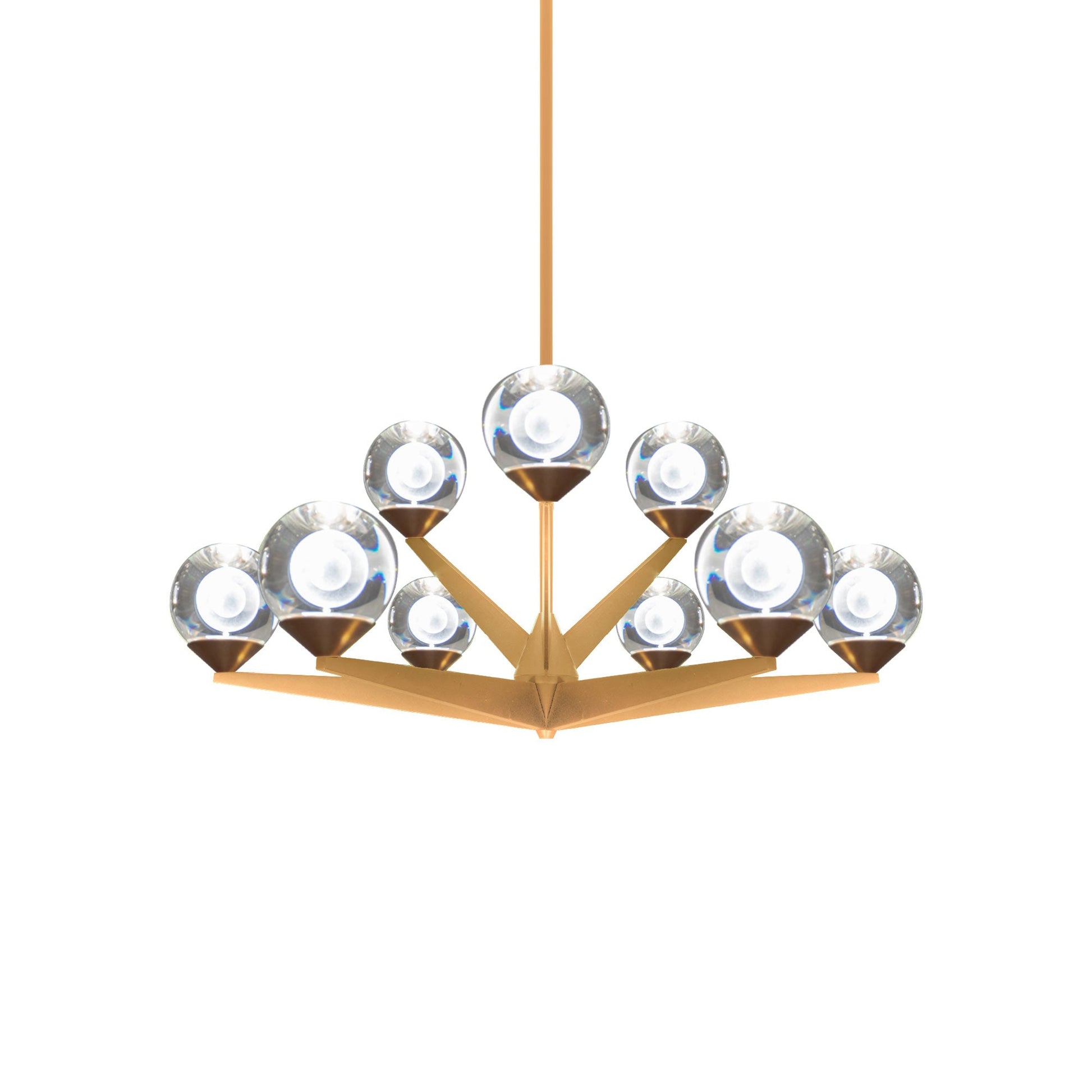 Double Bubble LED Chandelier in Aged Brass (9-Light).