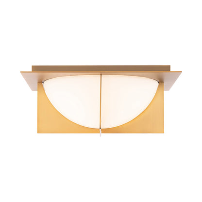 Echelon LED Flush Mount Ceiling Light in Aged Brass.