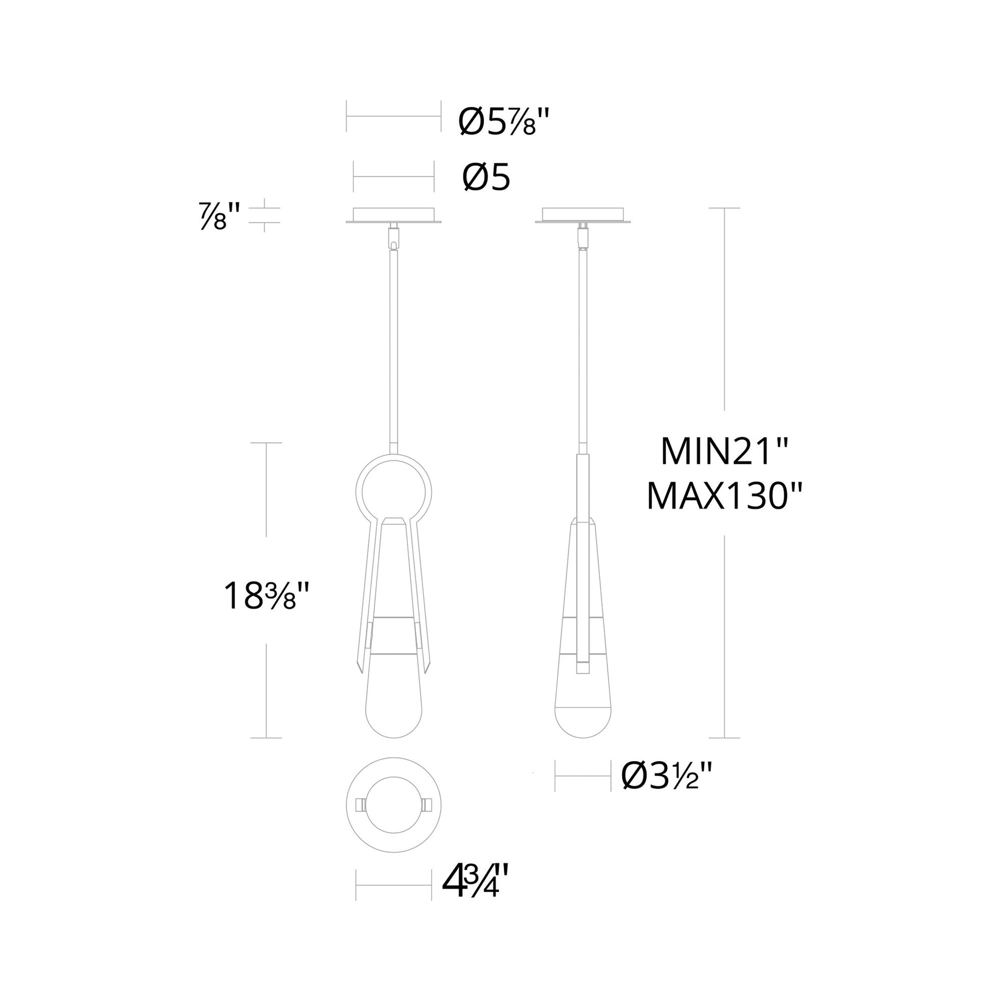 Ezra LED Mini Pendant Light - line drawing.