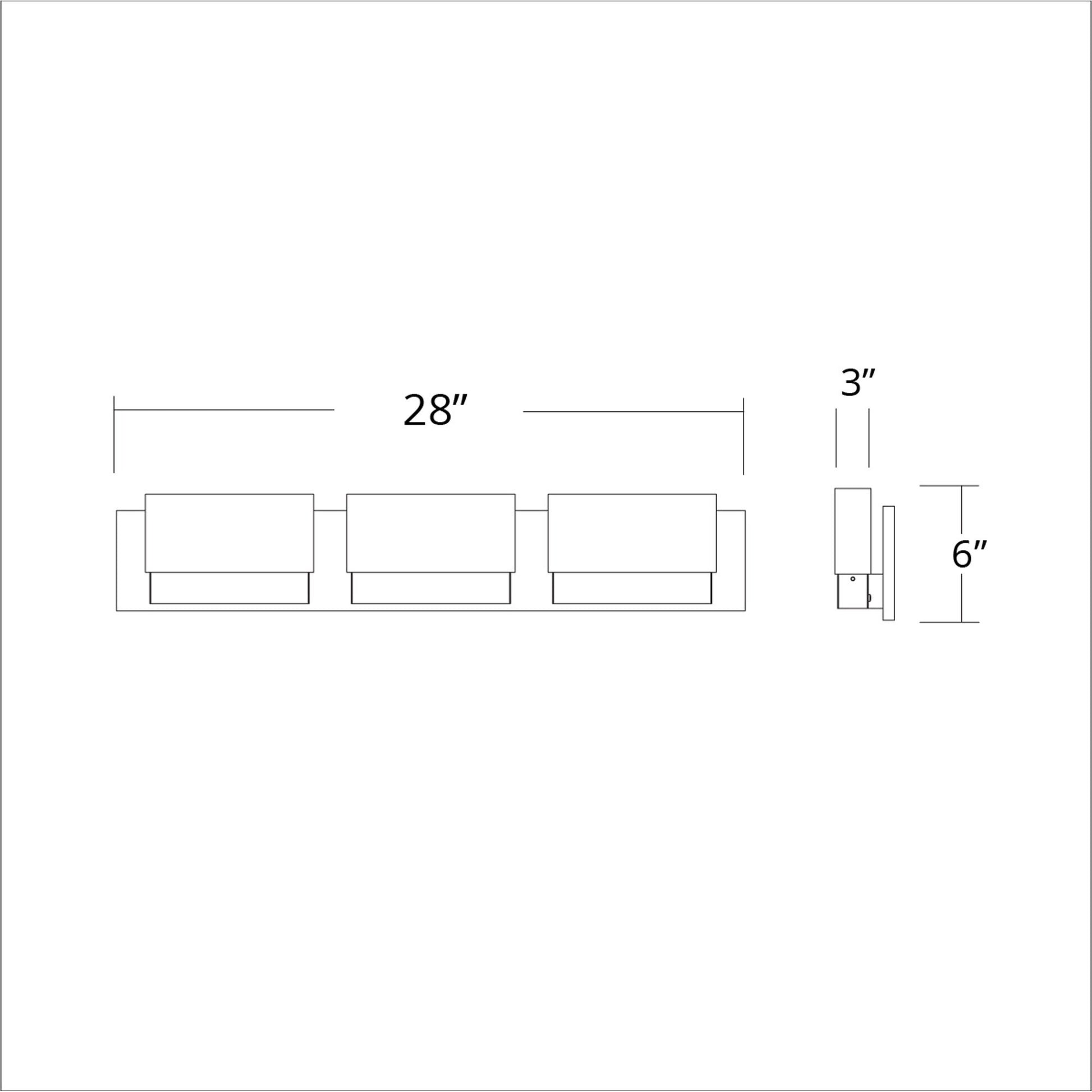 Glacier Three Light LED Bath Vanity Light - line drawing.