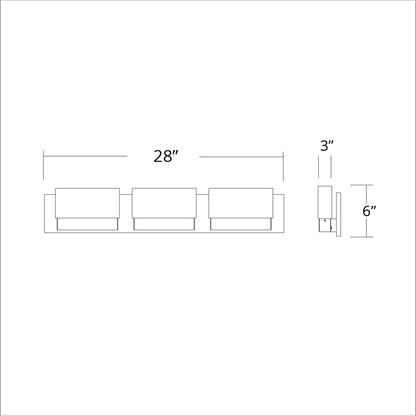 Glacier Three Light LED Bath Vanity Light - line drawing.