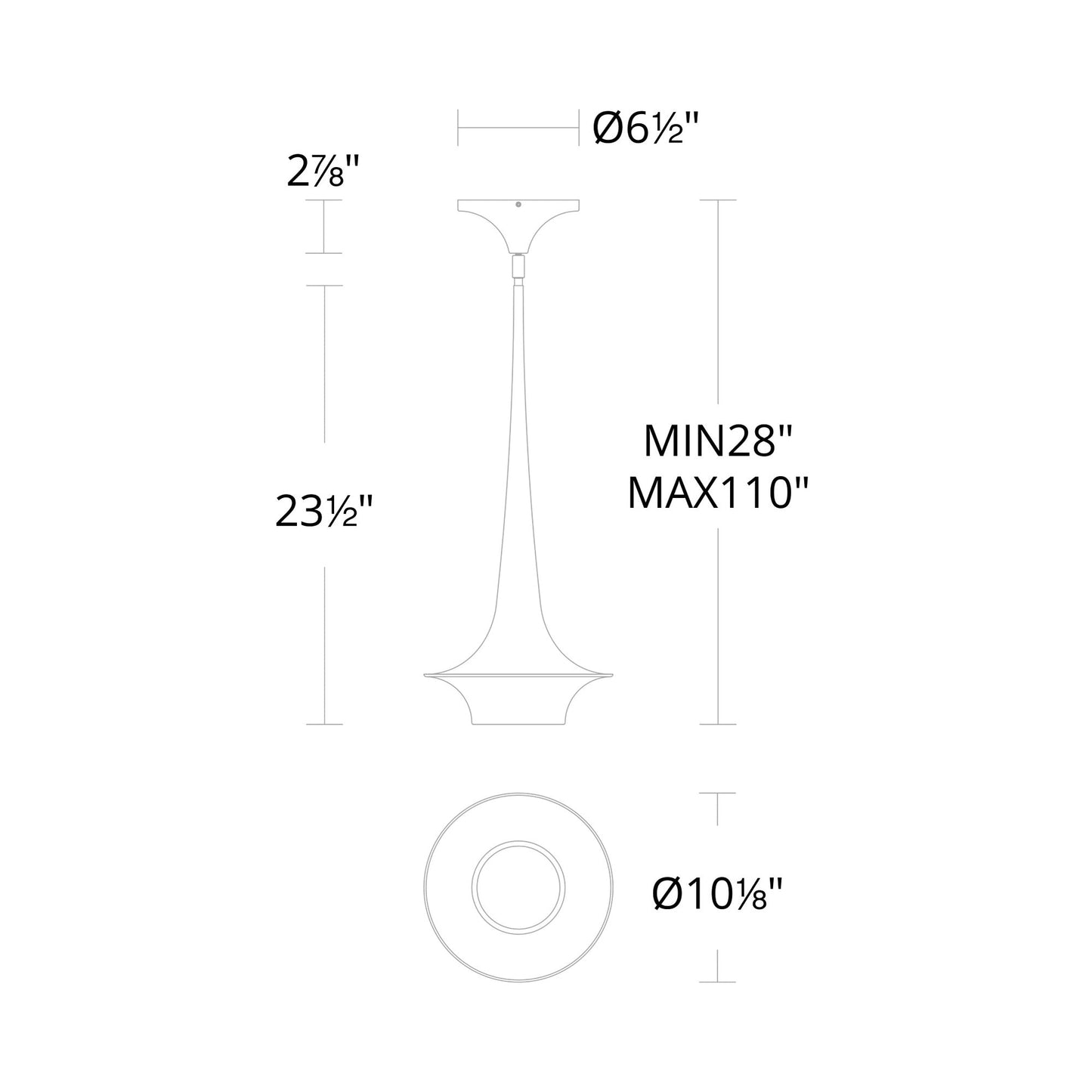 Hugo LED Mini Pendant Light - line drawing.