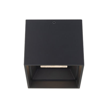 Kube Outdoor LED Flush Mount Ceiling Light in Black.