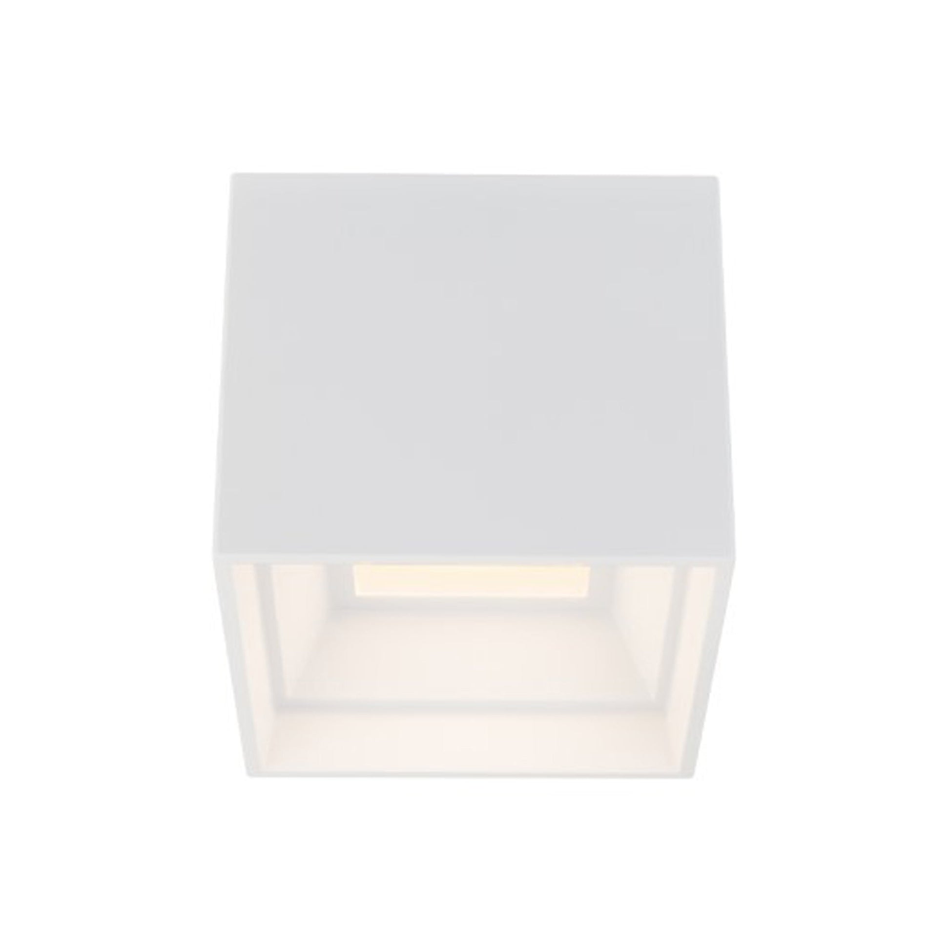 Kube Outdoor LED Flush Mount Ceiling Light in White.