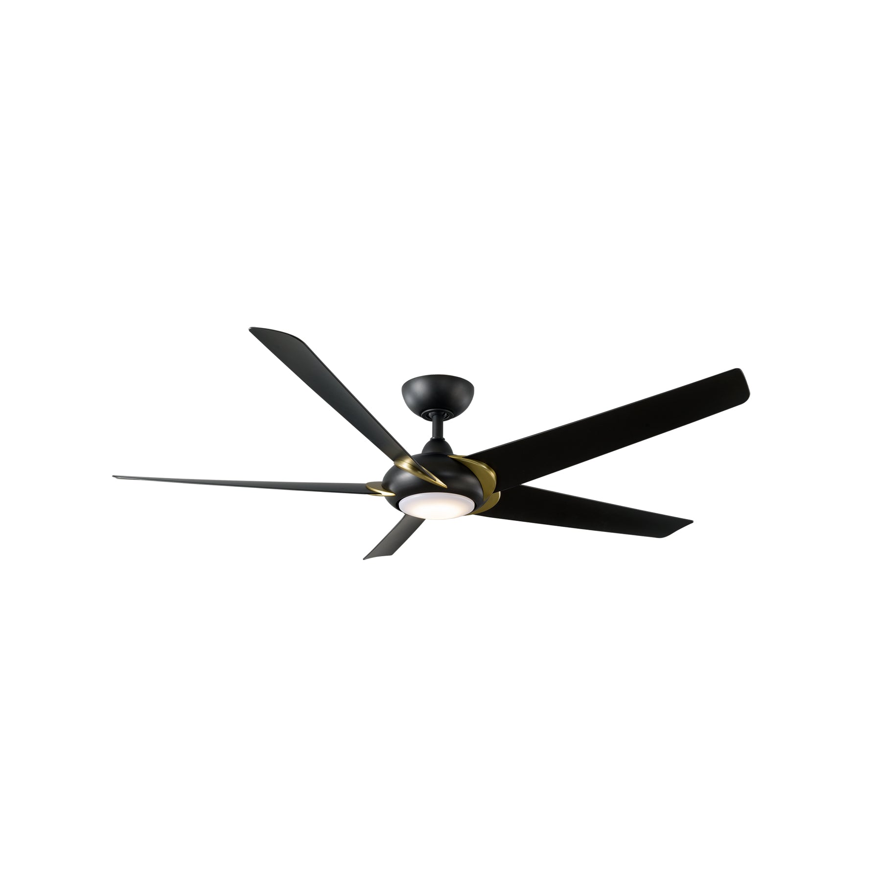 Lucid Ceiling Fan in Soft Brass Arms/Matte Black.