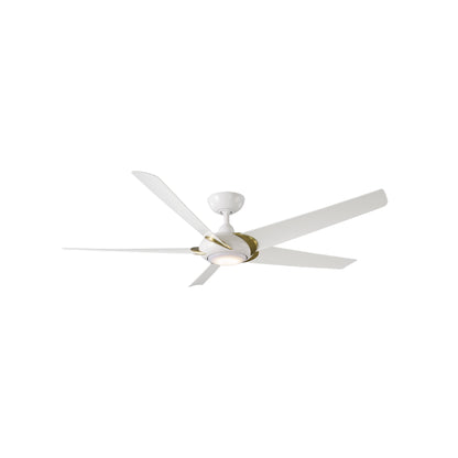 Lucid Ceiling Fan in Soft Brass Arms/Matte White.