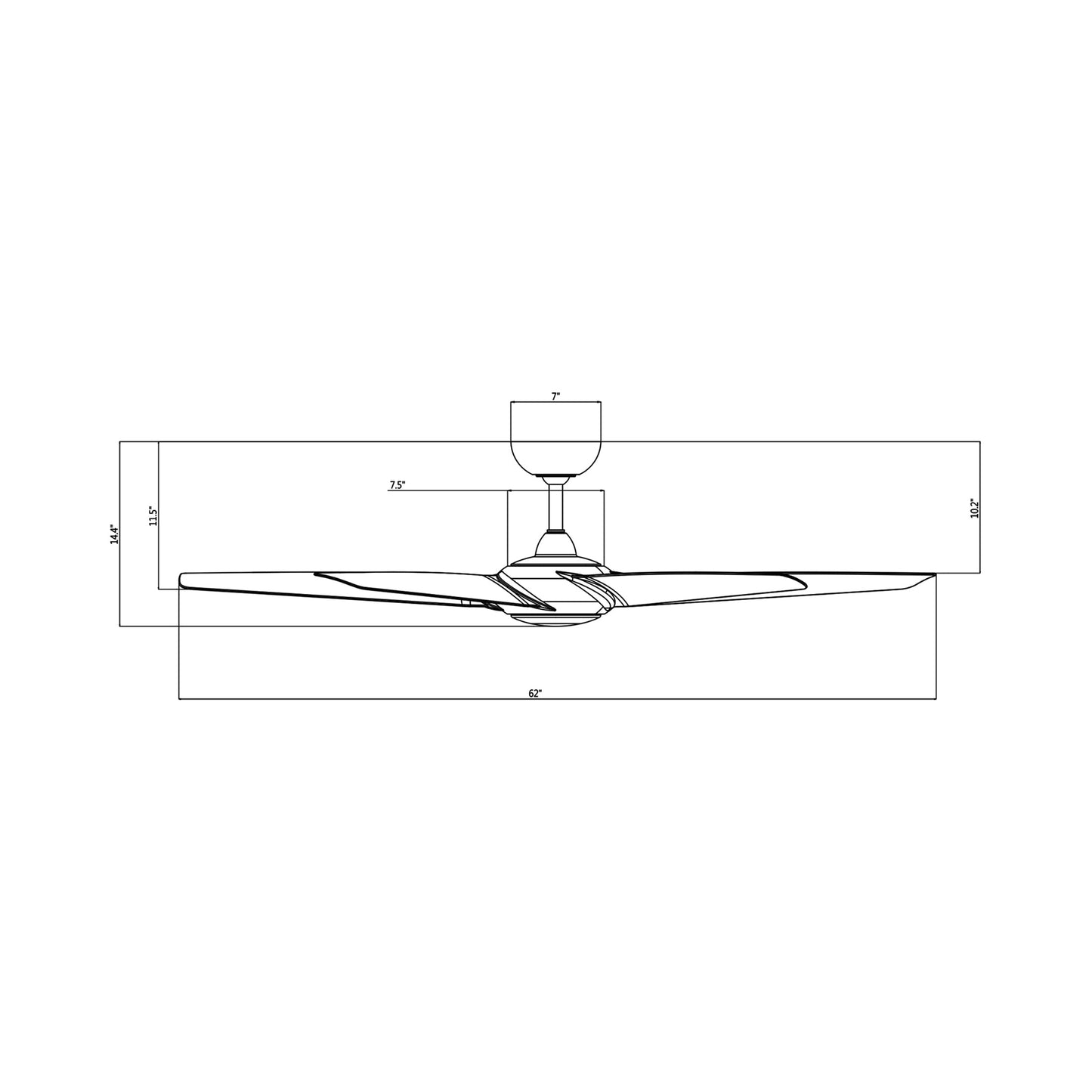 Lucid Ceiling Fan - line drawing.