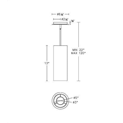 Metropolis LED Pendant Light- line drawing.