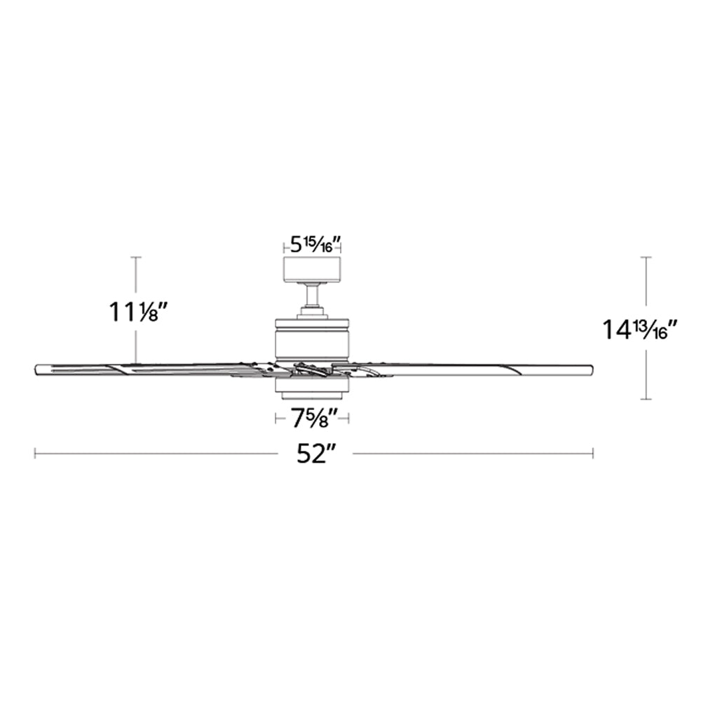 Renegade Outdoor LED Ceiling Fan - line drawing.