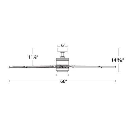 Renegade Outdoor LED Ceiling Fan - line drawing.