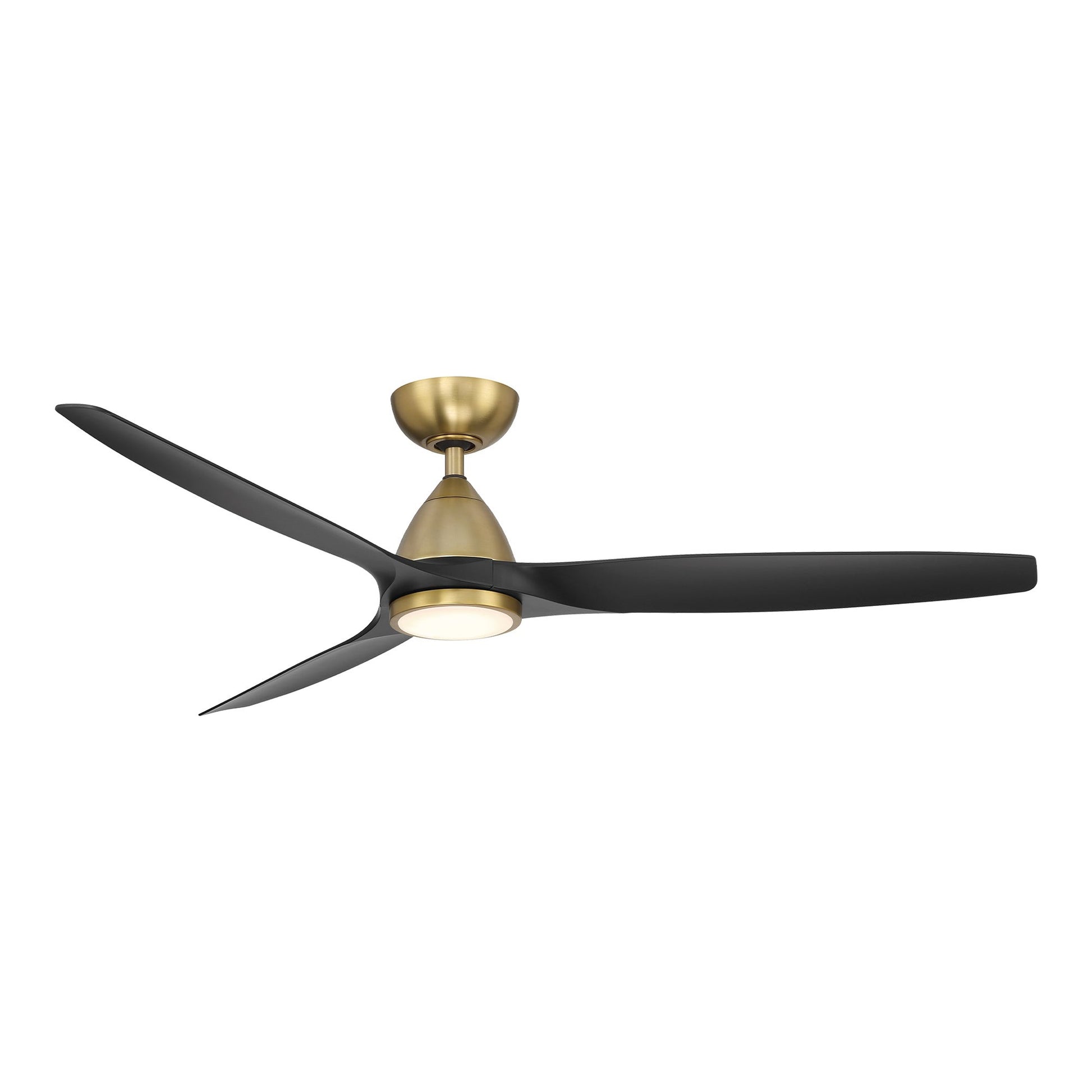 Skylark Outdoor LED Ceiling Fan in Soft Brass/Matte Black (62-Inch).