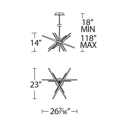 Stormy LED Chandelier- line drawing.