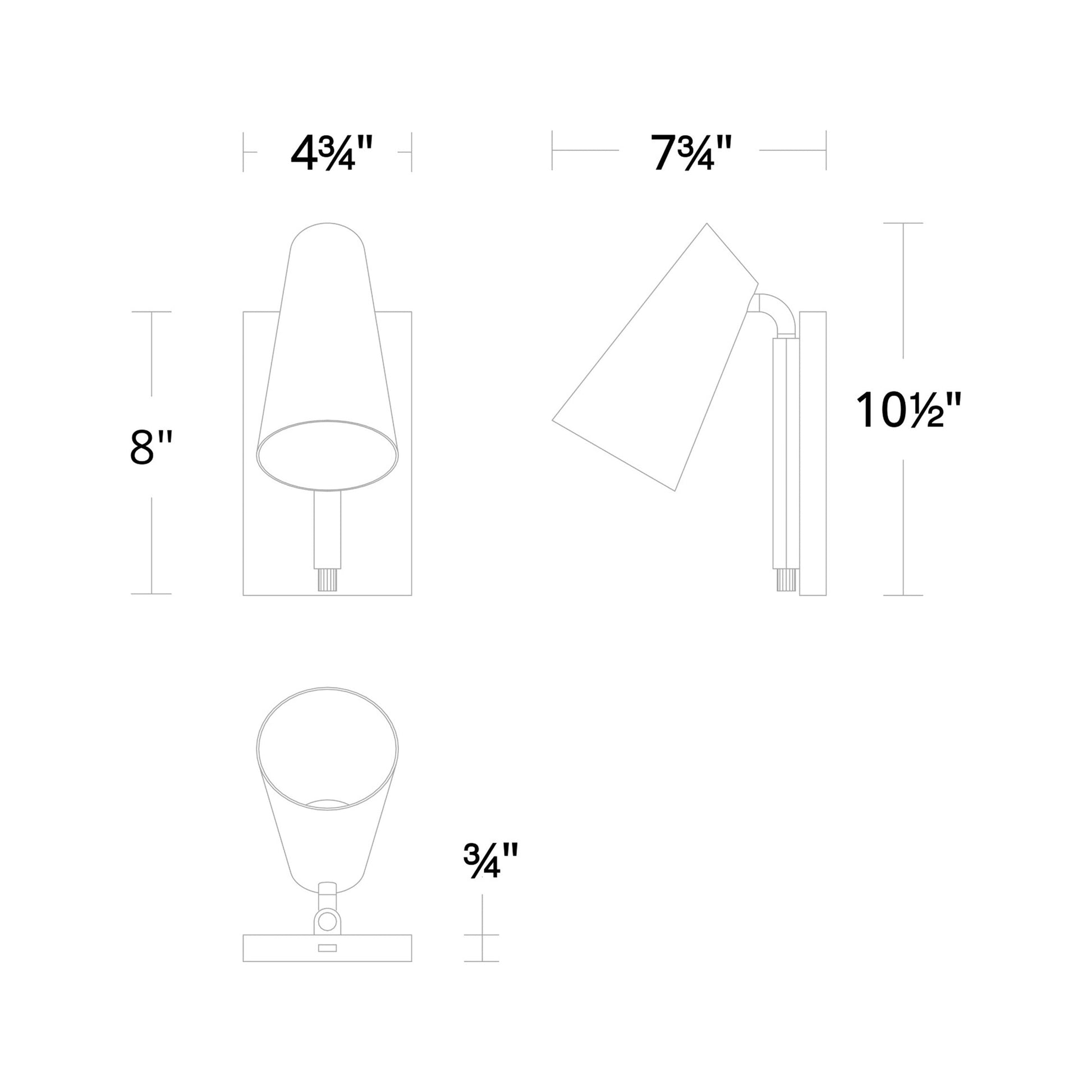 Stylus LED Adjustable Wall Light - line drawing.