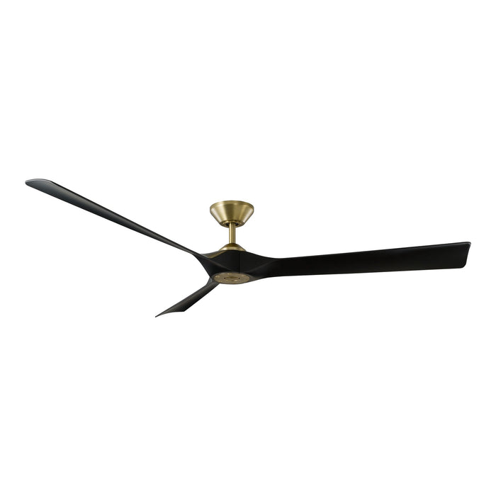 Torque Outdoor LED Ceiling Fan in Soft Brass/Matte Black (70-Inch).