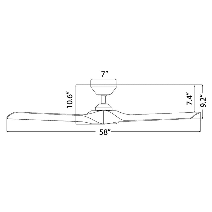 Torque Outdoor LED Ceiling Fan - line drawing.