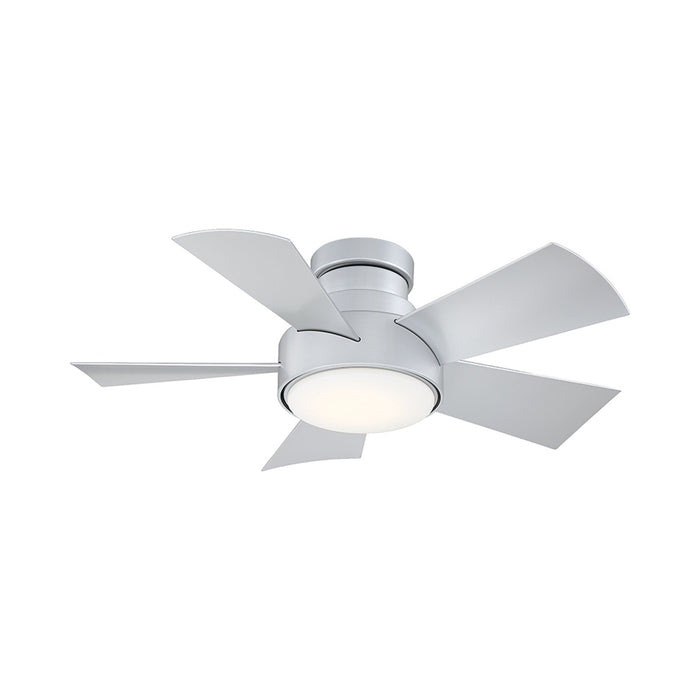 Vox LED Flush Mount Ceiling Fan in 38-Inch/Titanium Silver.