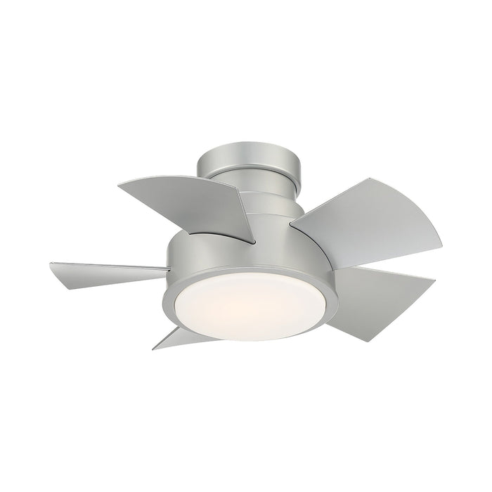 Vox LED Flush Mount Ceiling Fan in 26-Inch/Titanium Silver.