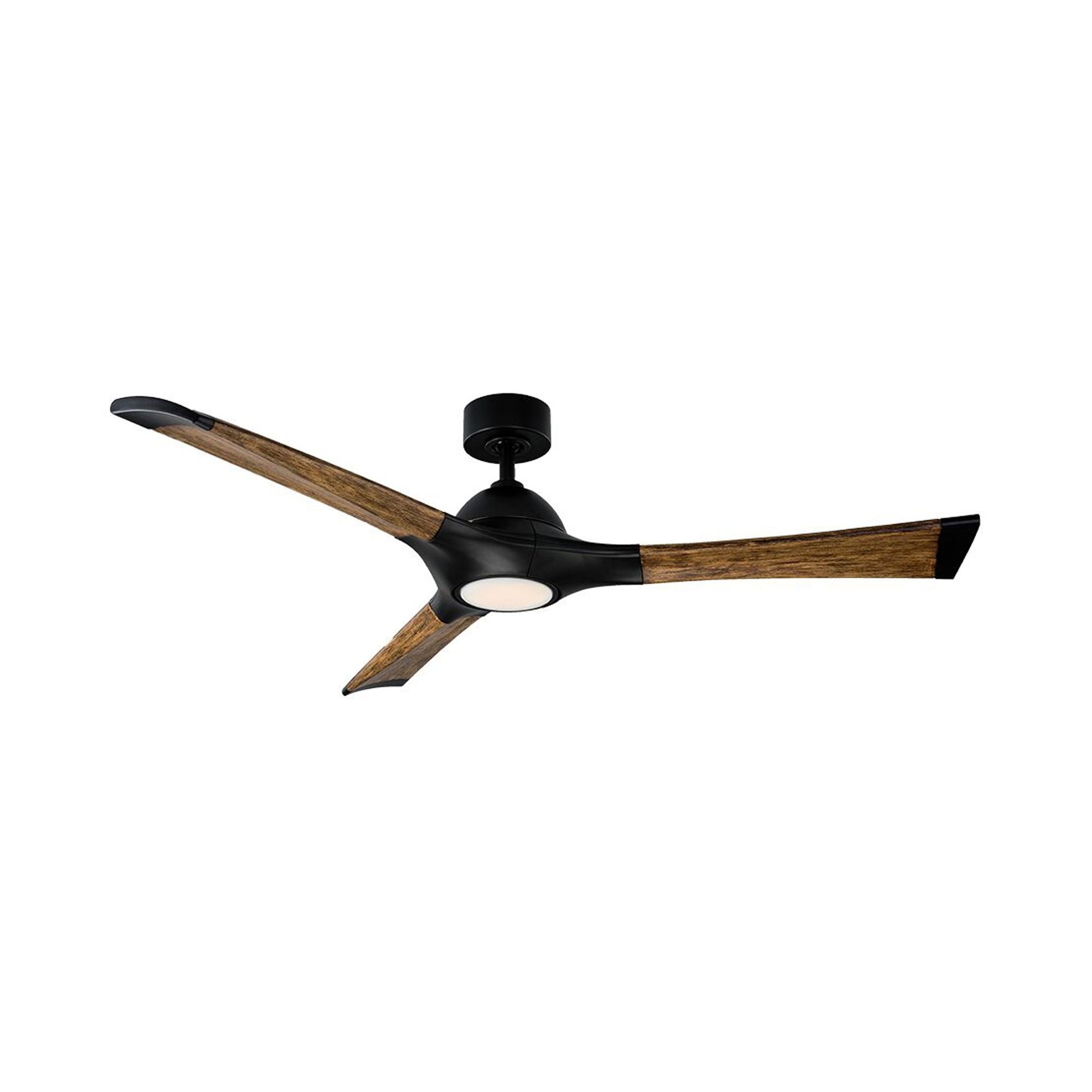 Woody Smart LED Ceiling Fan in 60-Inch/Matte Black/Distressed Koa.
