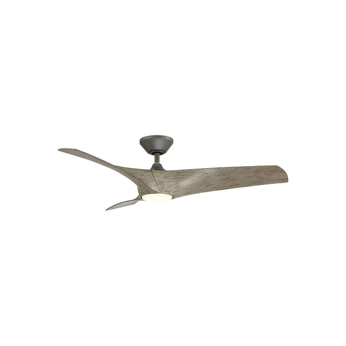 Zephyr Smart LED Ceiling Fan in 52-Inch/Graphite/Weathered Wood.