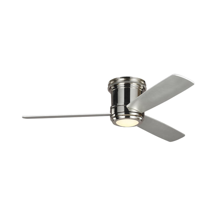 Aerotour LED Semi-Flush Mount Ceiling Fan in Polished Nickel/Grey.