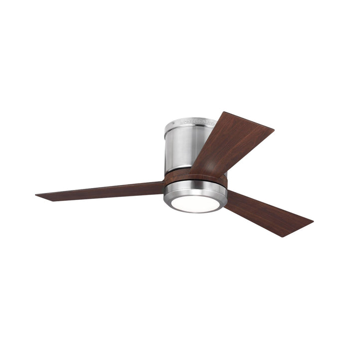 Clarity II LED Ceiling Fan in Brushed Steel/Teak.
