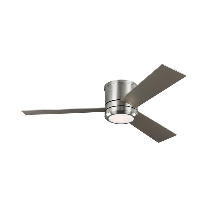 Clarity Max LED Ceiling Fan in Brushed Steel/Light Grey Weathered Oak.