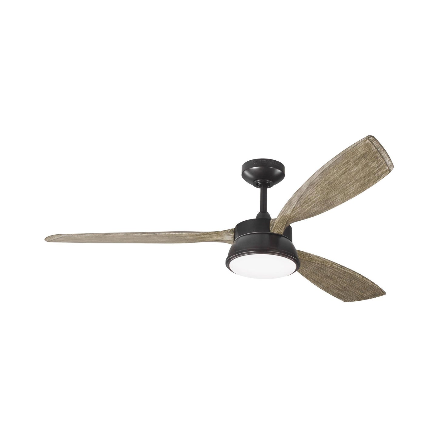 Destin LED Ceiling Fan in Aged Pewter/Light Grey Weathered Oak.