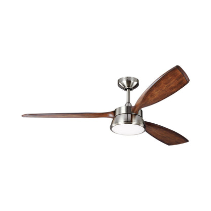 Destin LED Ceiling Fan in Brushed Steel/Koa.